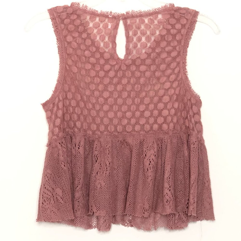 Free People Lace Ruffle Sleeveless Crop Tank Top - Picture 4 of 7